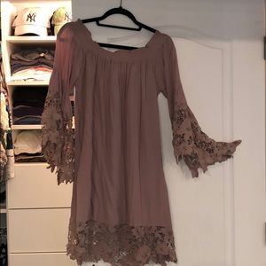 Off the shoulder flare sleeve dress